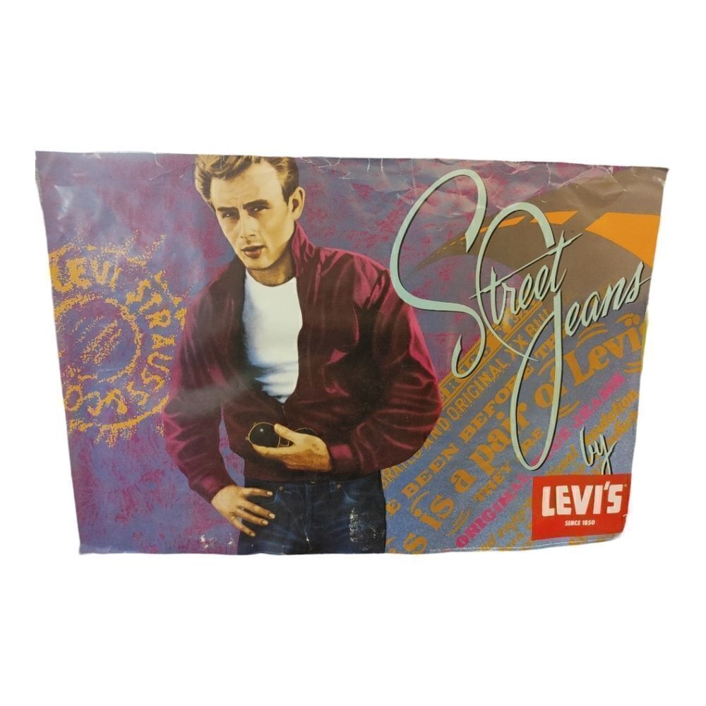 VINTAGE LEVI'S JAMES DEAN STREET JEANS POSTER. 1970s.